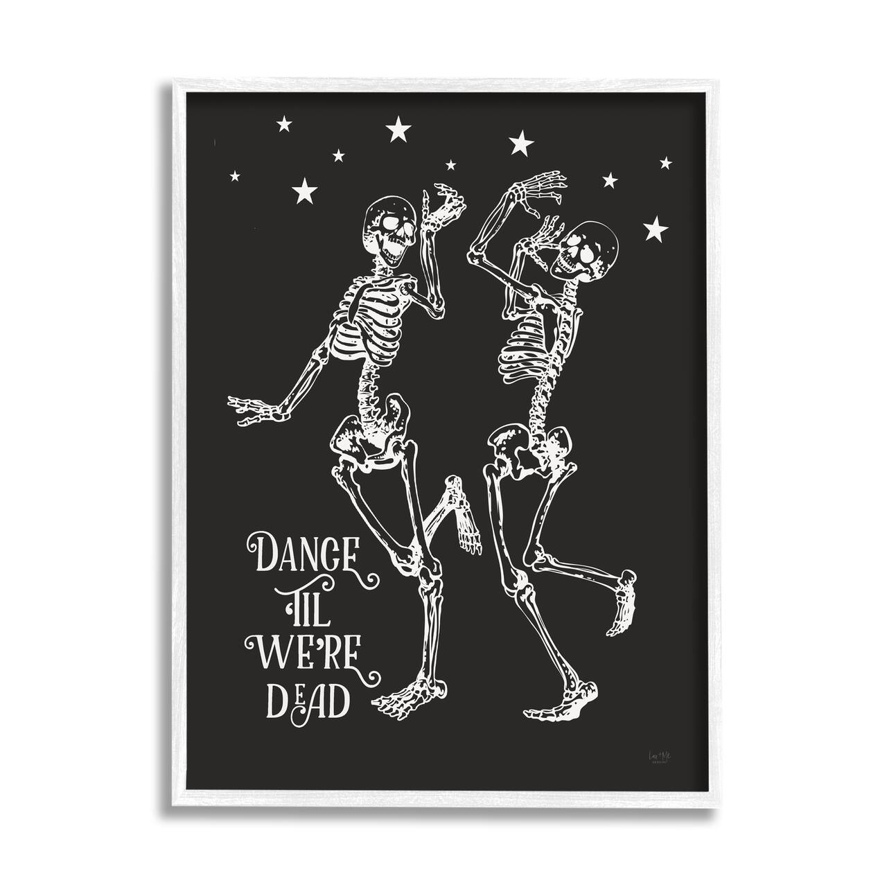 Stupell Industries 24" x 30" Dance 'Til We're Dead Skeletons White Framed Giclée Art